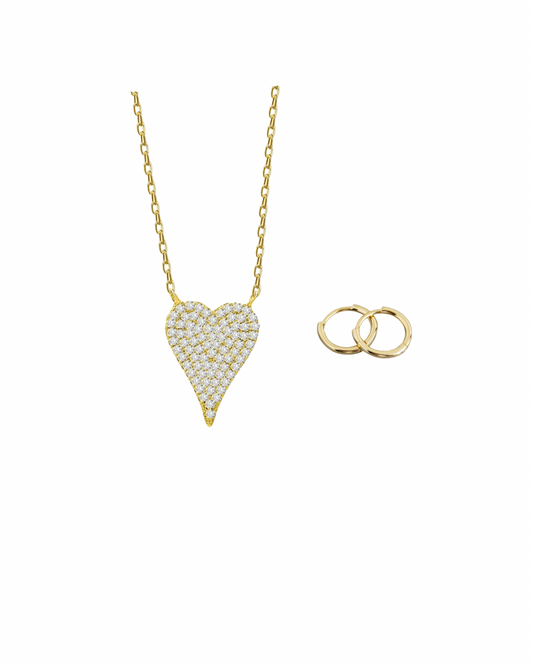 Bundle set: lux heart + 9mm classy huggie earrings | (save $12)