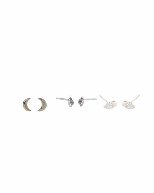 Trio set: Silver trio stud earrings (save $10)