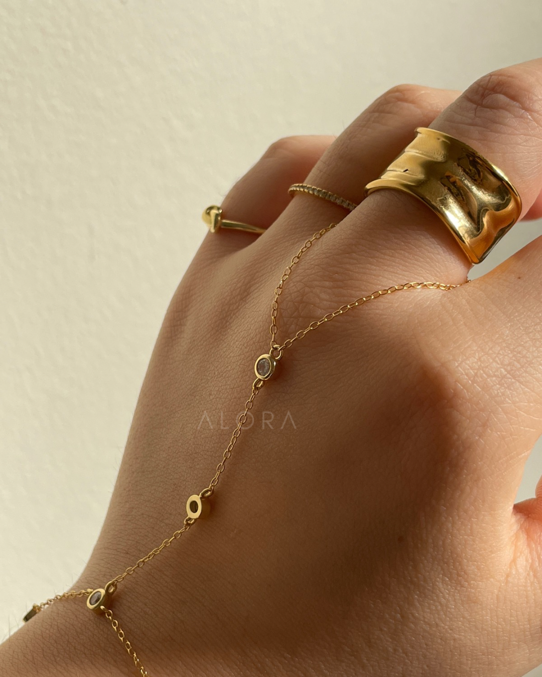 Dainty hand chain | ring + bracelet