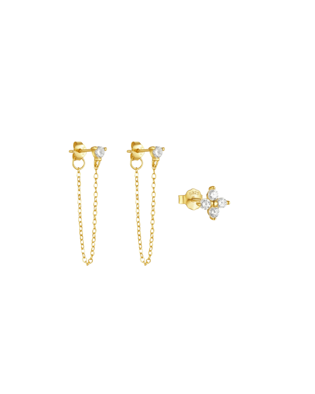 Tassel diamonds + single stud earrings