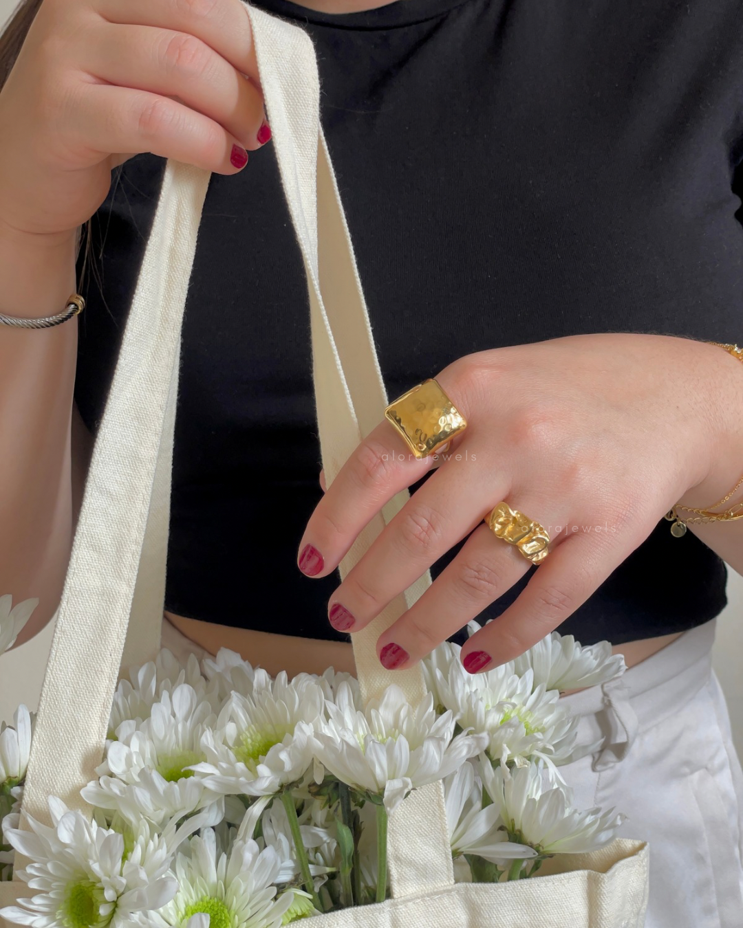 Chunky bold square ring | adjustable