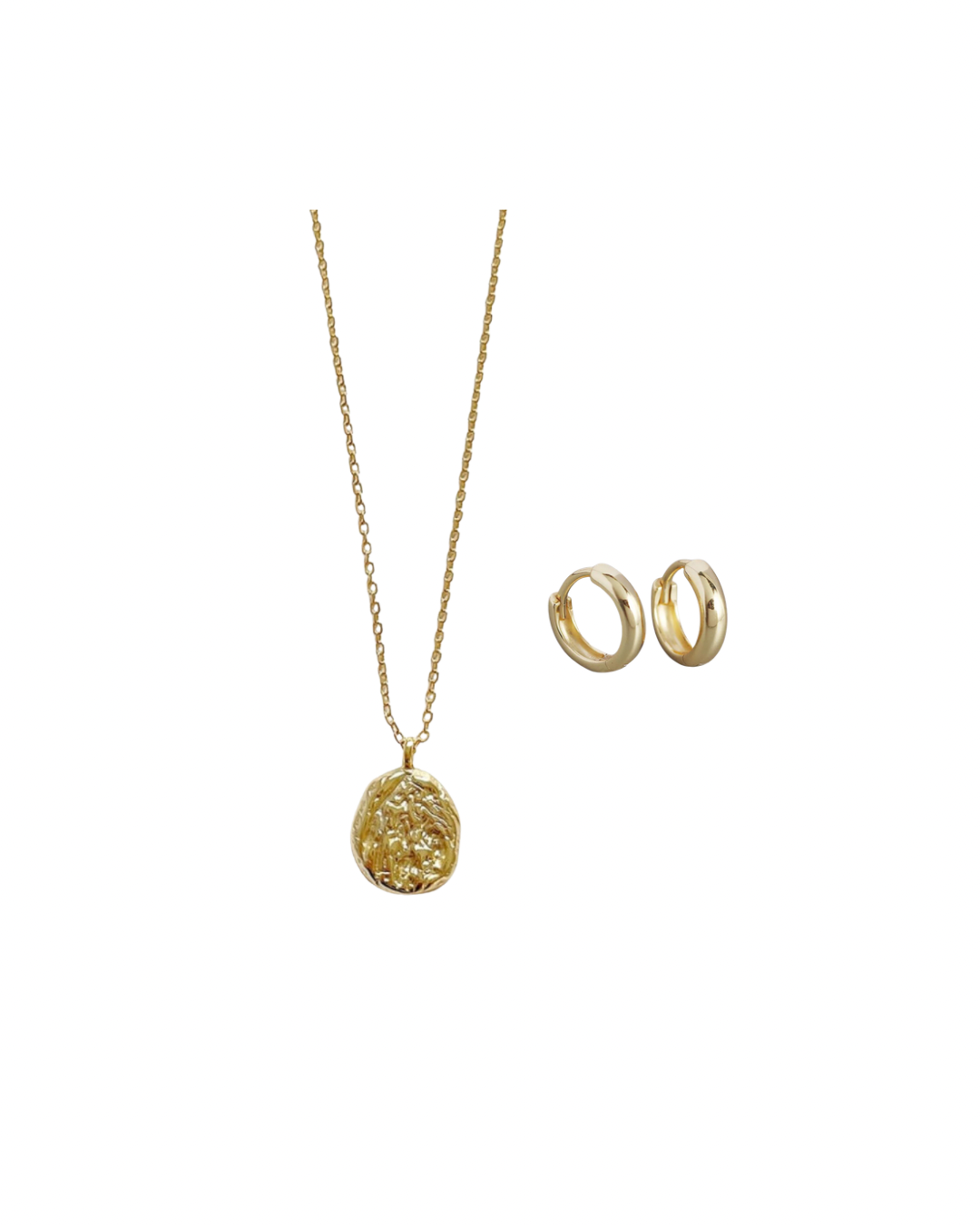 Bundle set: unique necklace + 9mm huggie earrings | (save $10)