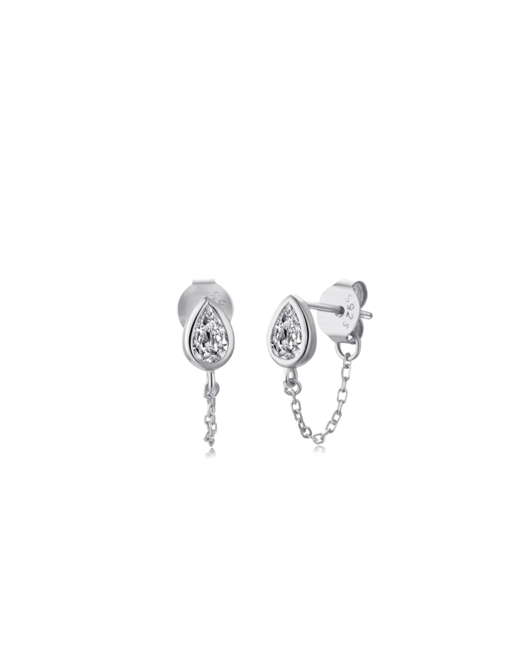 Water drop mini chain stud earrings