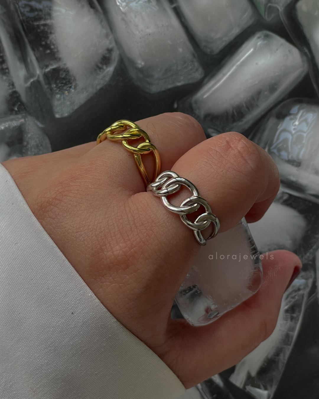 Silver chain ring | adjustable