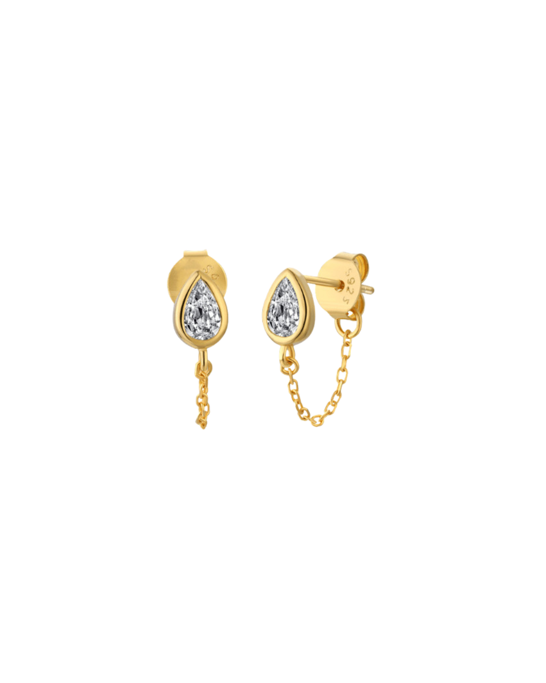 Water drop mini chain stud earrings